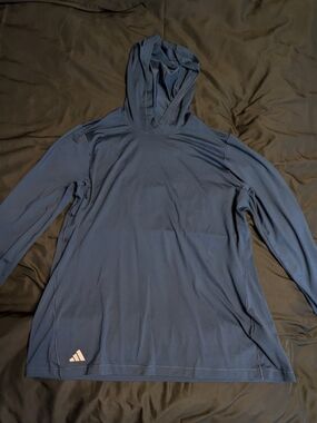 Adidas Stretchy Navy Blue Hooded Long Sleeve Top NWOT